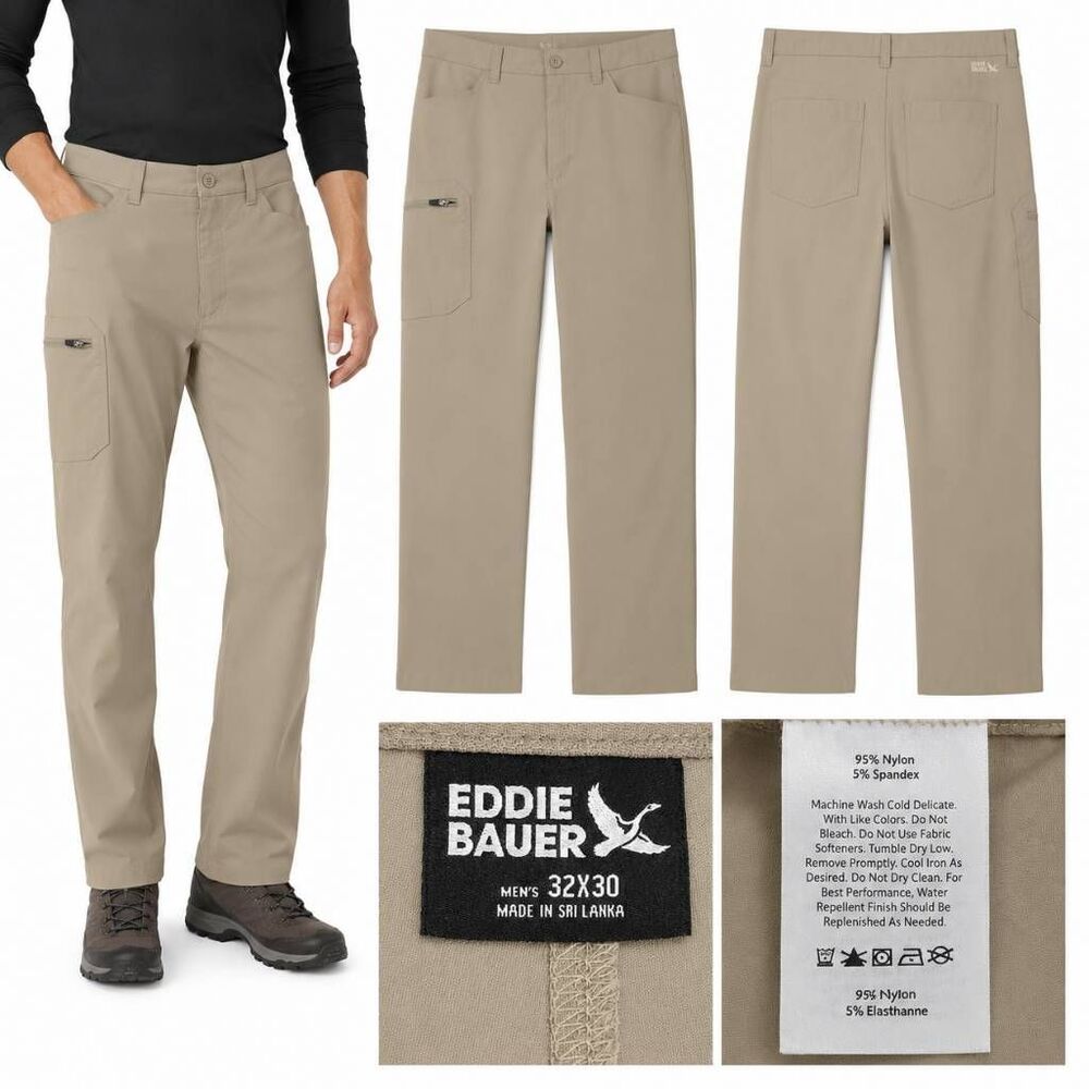 Eddie Bauer Men’s 32x30 Khaki Cargo Hiking Pants